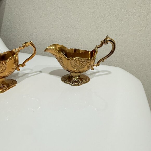Vintage Gold Holiday Imports Crown Gold Heavy Sugar & Creamer - Picture 6 of 12